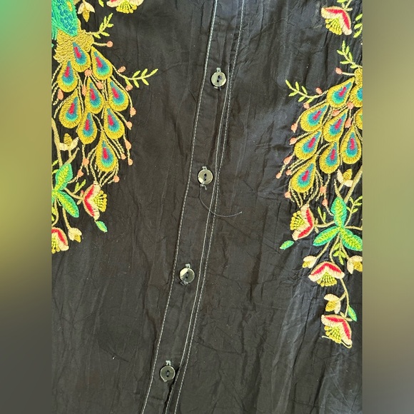 Johnny Was Sundance Catalog Blue Art Sable Tunic Navy Size Large EUC - Picture 13 of 16